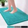 LOCHAS Luxury Bathroom Rug Shaggy Bath Mat 24 x 36 Inch, Washable Non Slip Bath Rugs for Bathroom Shower, Soft Plush Chenille Absorbent Carpets Mats, Teal Blue